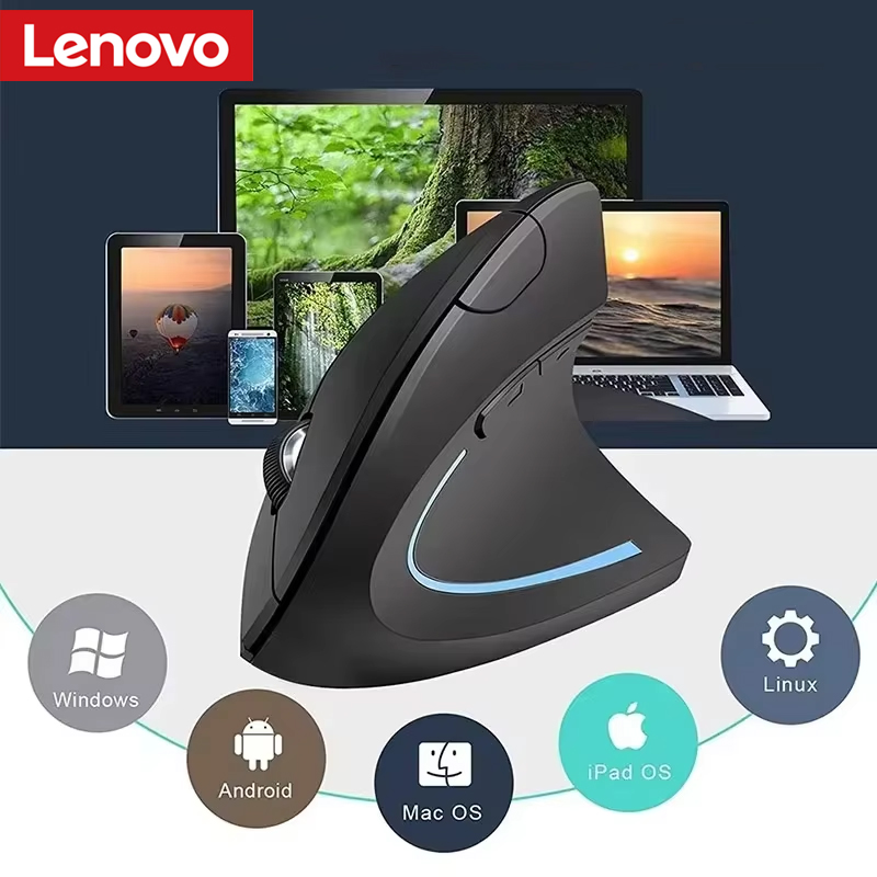 Ergonomic Mouse Vertical - Ratón Vertical Inalámbrico Lenovo Recargable, Ergonómico