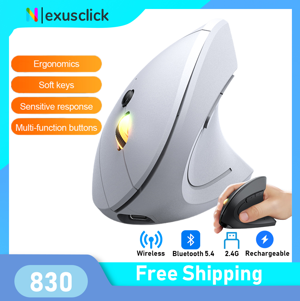 Ergonomic Mouse Vertical - Ratón Inalámbrico Bluetooth de 2.4GHz Recargable,
