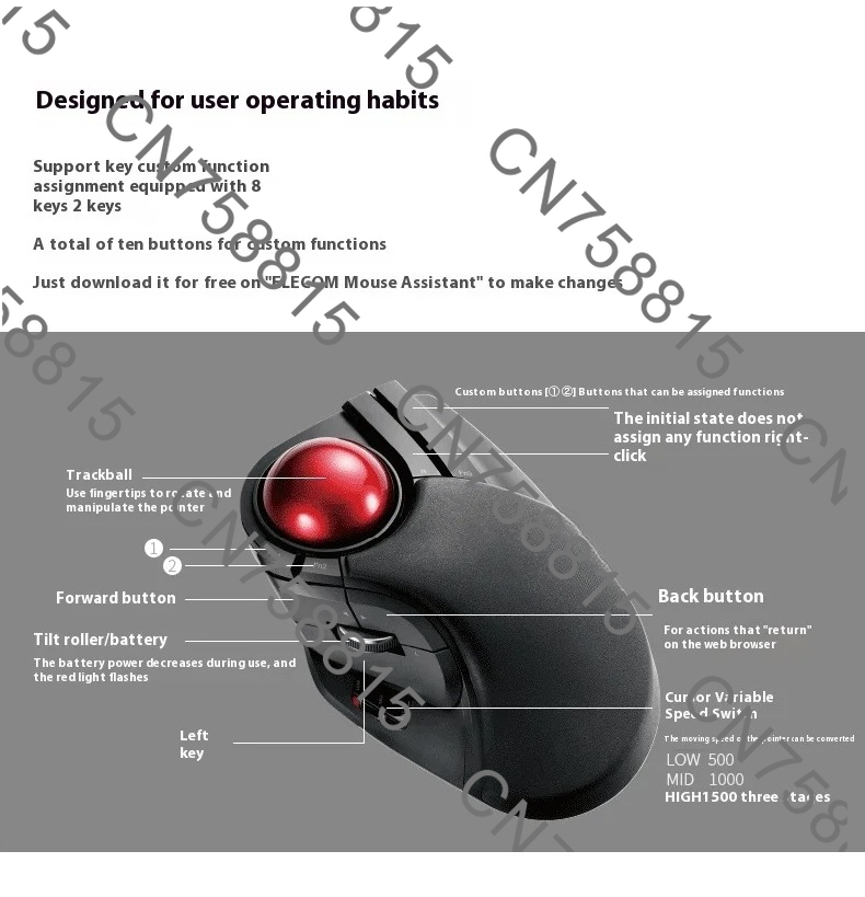 Ergonomic Mouse Vertical - Ajustes personalizados para AutoCAD, 2.4G, 10