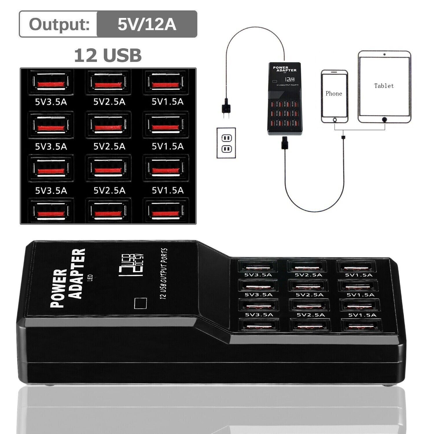 Multi Port Usb Hub - Estación de Carga USB Multi-Puerto (12