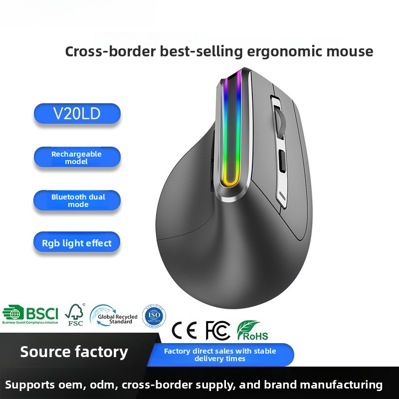 Ergonomic Mouse Vertical - Ratón Vertical Ergonómico Bluetooth 5.0 RGB