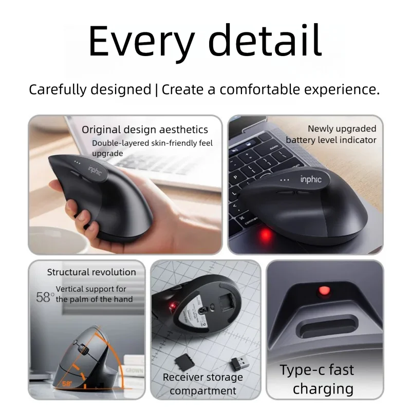 Ratón inalámbrico vertical Inp - Ergonomic Mouse Vertical reseña y precio