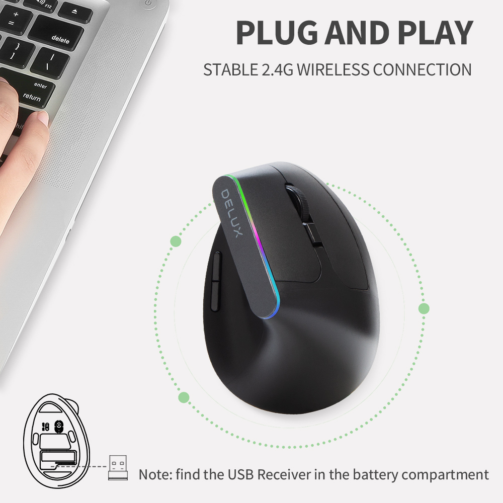 Delux M618C inalámbrico silenc - Ergonomic Mouse Vertical reseña y precio