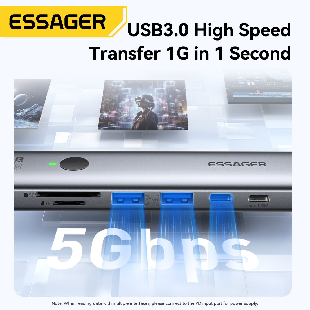 Essager USB C HUB 4K 7-en-1 ti - Multi Port Usb Hub reseña y precio